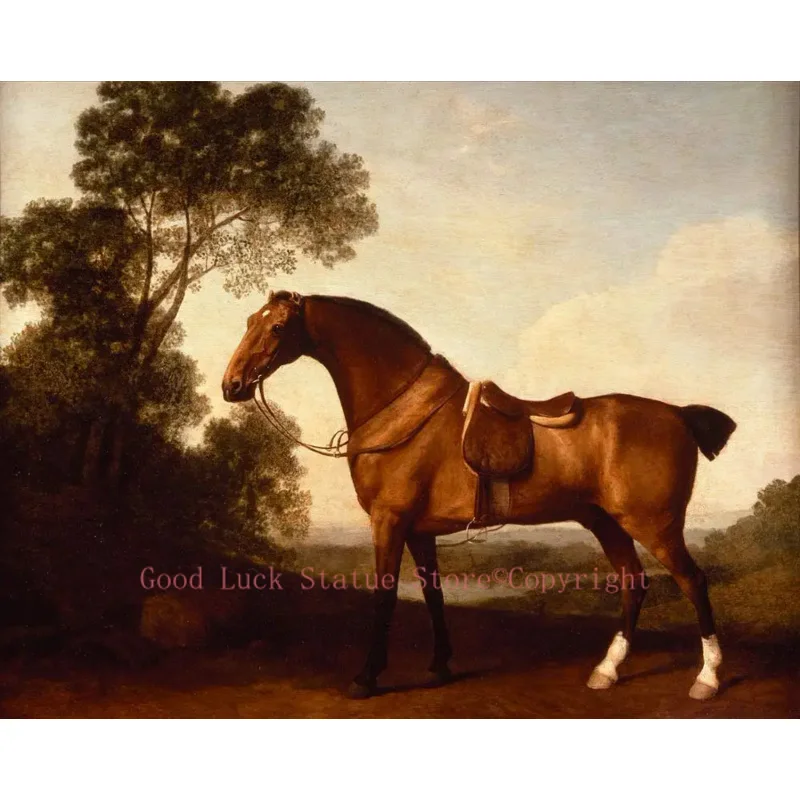 wholesale painting # GOOD ANIMAL HORSE ART A Saddled Bay Hunter, by George Stubbs PRINT PAINTING ON CANVAS