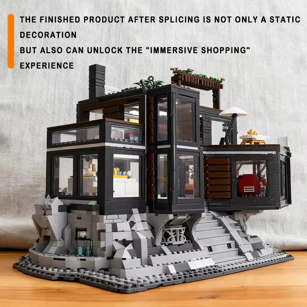 Gothic Cliff Mansion Modular Kit Split 3-Story Detailed Interior Decor Gift For Adult Fantasy Hobbyists Compatible with Lego