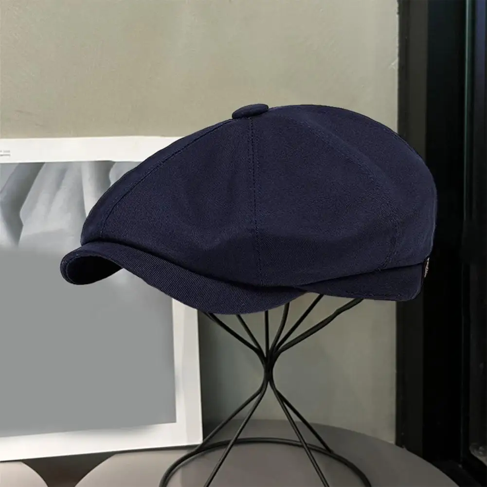 Achthoekige Hoed Stijlvolle Unisex Vintage Baret Lichtgewicht Katoenen Hoofddeksels Met Gekrulde Rand Effen Kleur Achthoekige Pet Voor Volwassenen