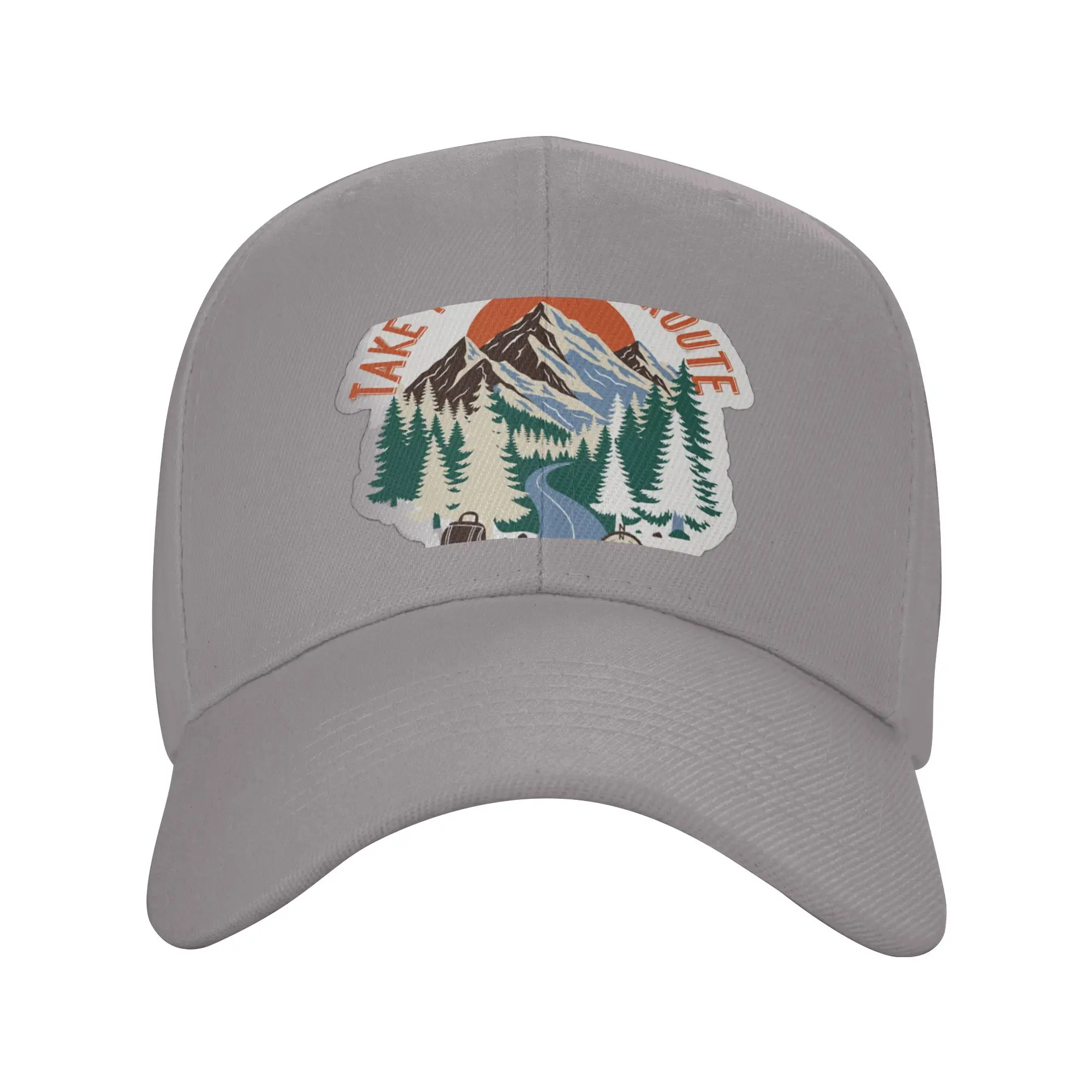 Hiking Adventure Explore   Scenic Outdoor Mountain Sticker Trendy Baseball Cap Morning Exercise Outdoor Headwear