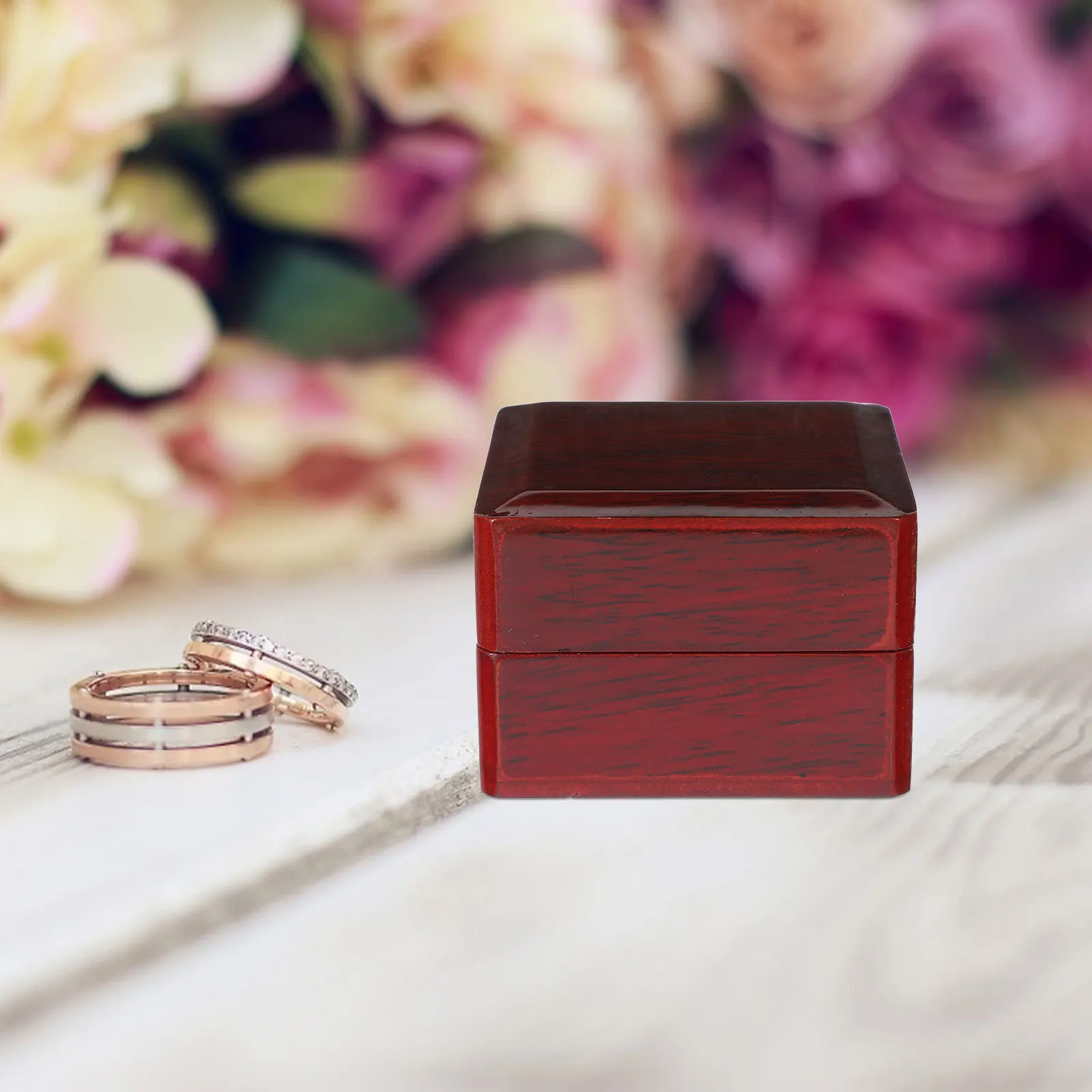 Ring Box Wooden Case Single Ring Display Holder Protective Jewelry Storage Organizer Jewelry Box for Rings