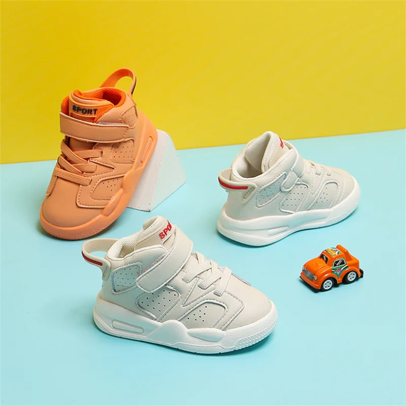 DIMI Autumn Baby Shoes Microfiber Leather Toddler Boys Girls Sneakers High-help Outdoor Tennis Fashion Little Kids Sneakers