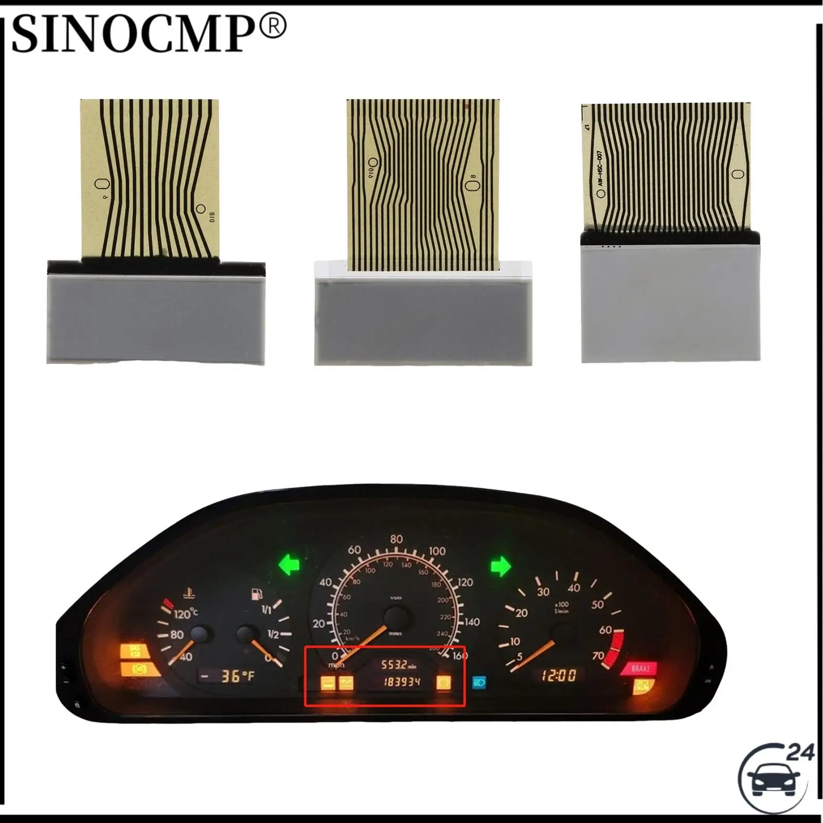 

3Pcs LCD Screen Dashboard For Mercedes-Benz W202 W210 W208 R170 1998-2002 Left Middle Right Car Gauge Sets Dash Panels