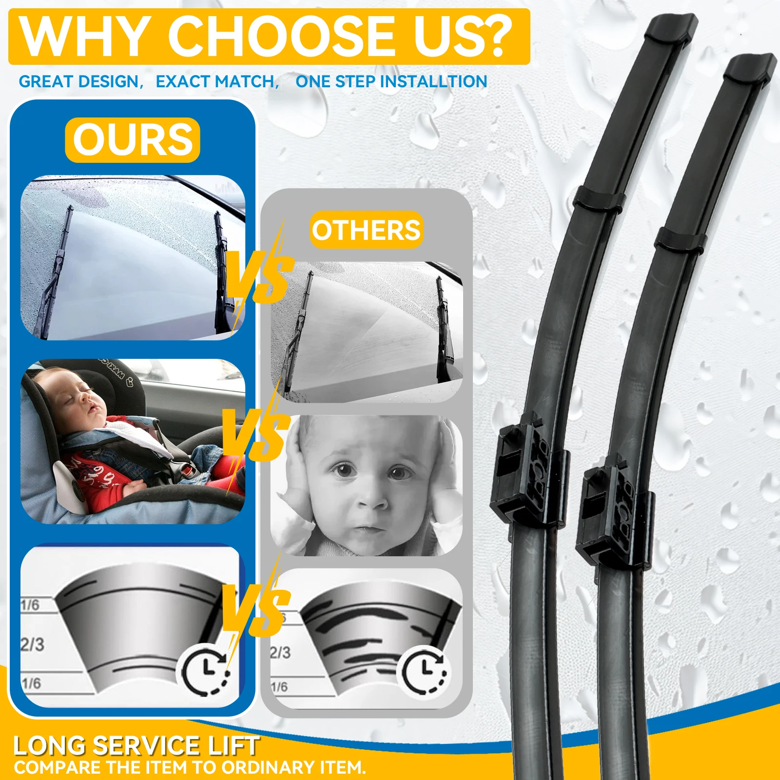 2 قطعة لمرسيدس بنز GLC الفئة X253 C253 2015-2023 الجبهة ممسحة زجاج أمامي شفرات 2016 2020 2021 الزجاج الأمامي نافذة الملحقات