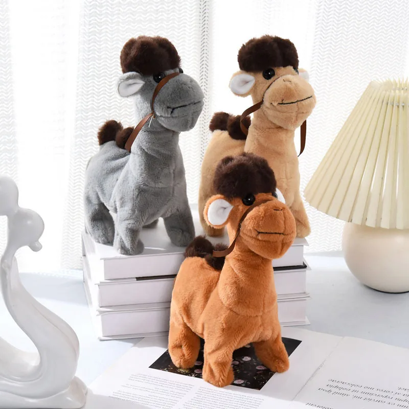 Giocattolo di peluche elettrico per bambini Simulazione bambola di peluche di cartone animato Cammello in avanti indietro con abbaiare Giocattolo interattivo per bambini per animali domestici elettrici
