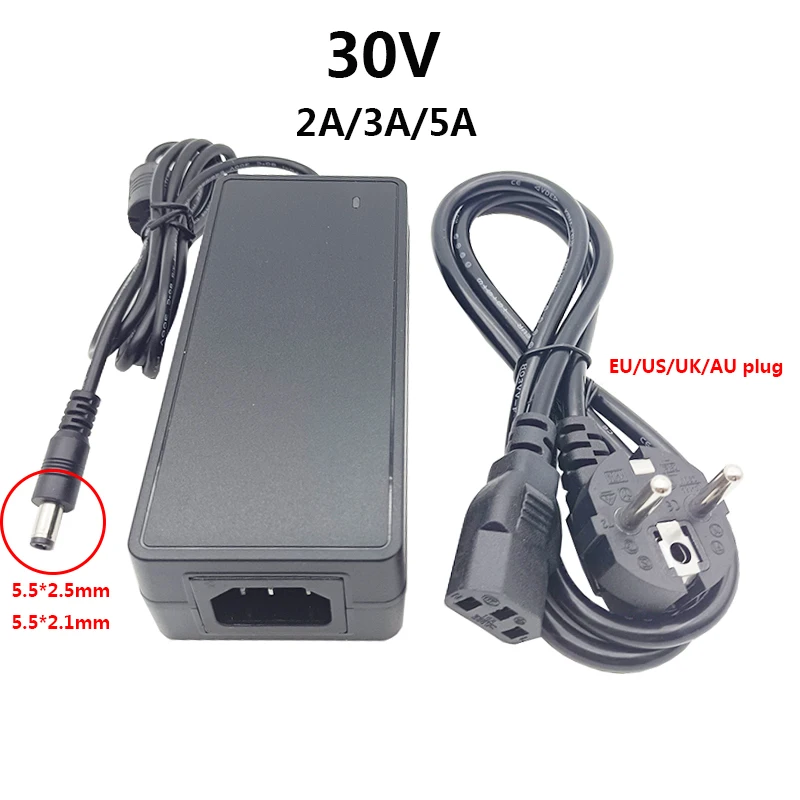 30 Volt 30v 5.5mm Power Supply 30v 5a Source ac220 to dc 30v Adapter dc Adaptor ac dc 30v 2A 3A Transformer UK AU US EU Plug