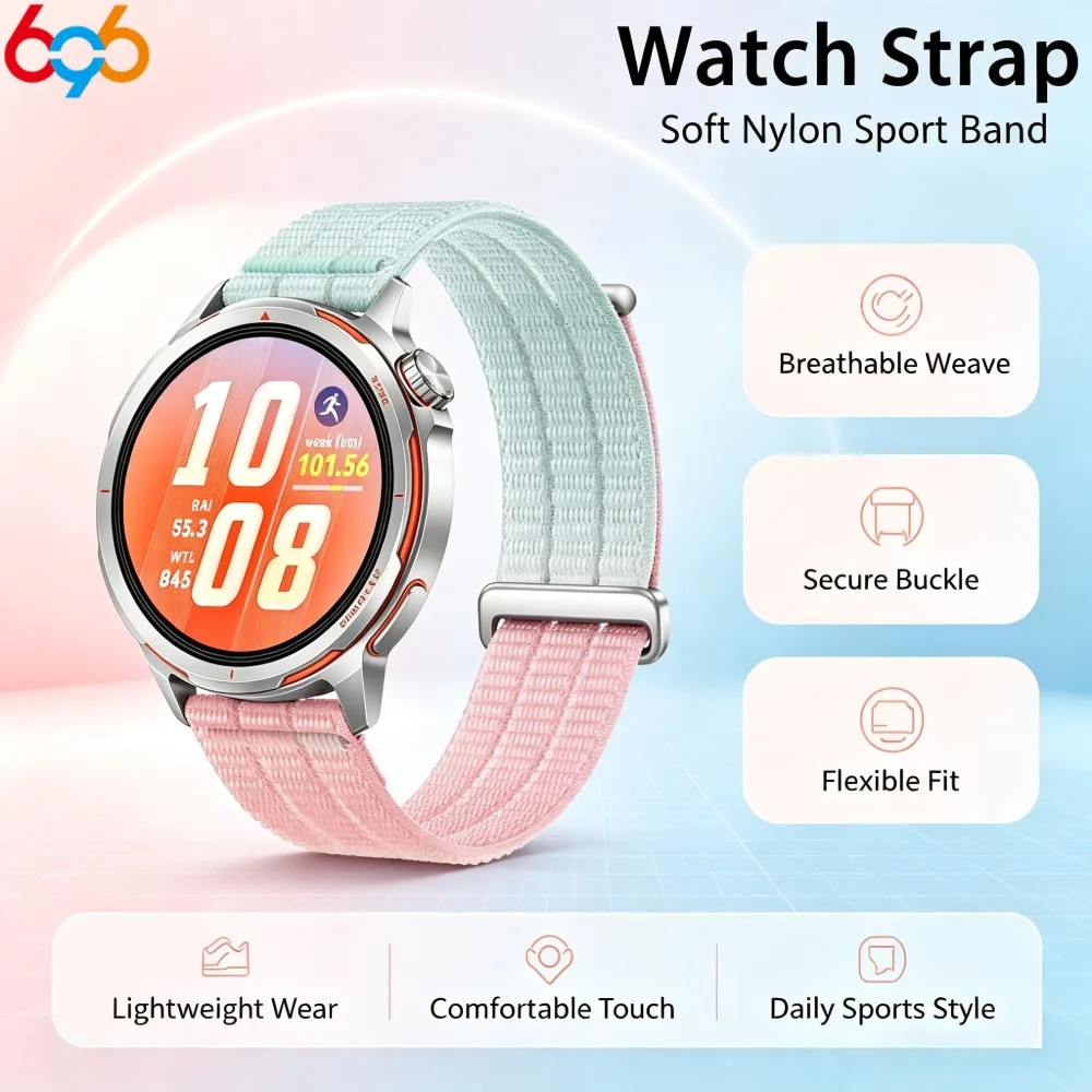 18/20/22mm Universal Nylon Watch Band  Two-section Stitched Hardware  Cloud-Sense Breathable Braided Wrist Strap