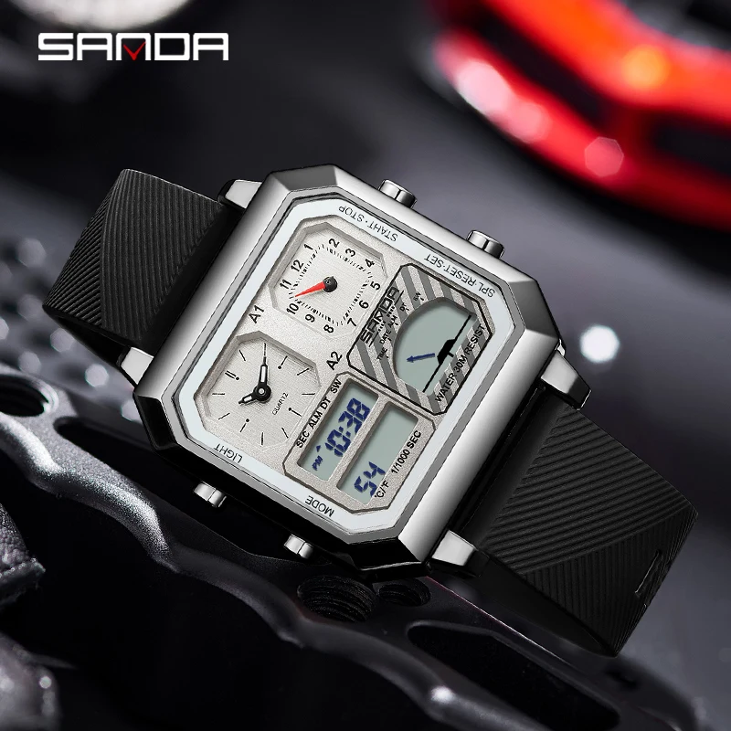 Fashion Sanda 6210 Top Brand Electronic Student Multifunction Smart Thermometer Luminous Date Outdoor Sports Digital Gift Watch