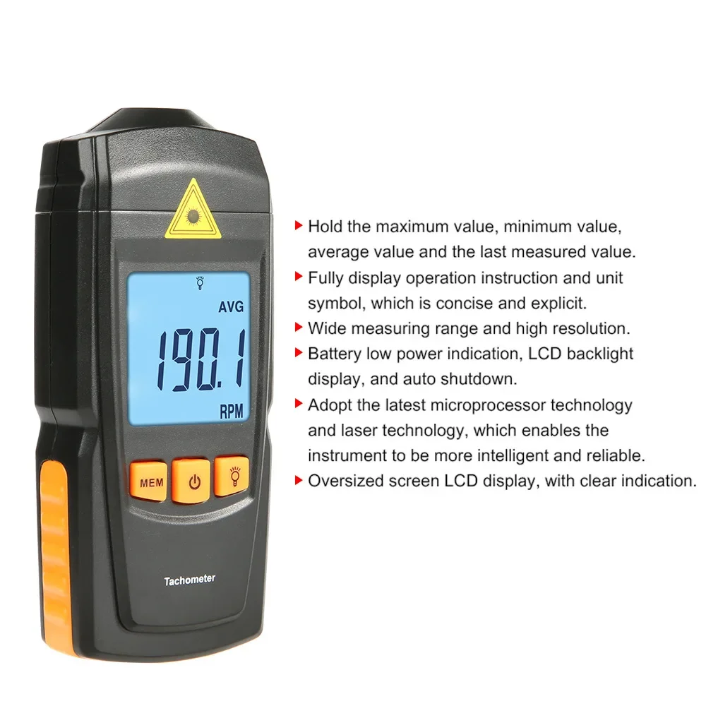 Latest GM8905 Laser Tachometer Non-contact Photoelectric Tachometer Engine Tachometer