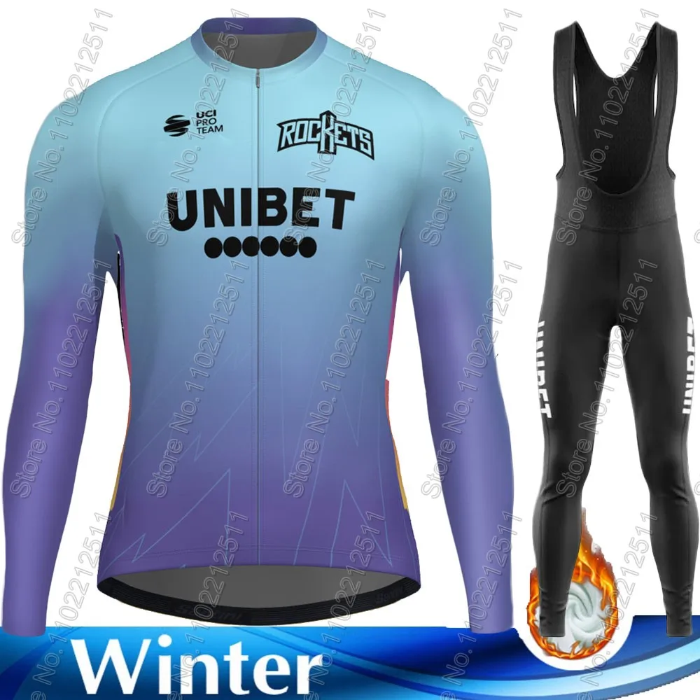 

Unibet Tietema Rockets 2025 Team Cycling Jersey Set Summer Winter Clothing Suit Mens Long Sleeve MTB Bike Road Pants Bib Maillot