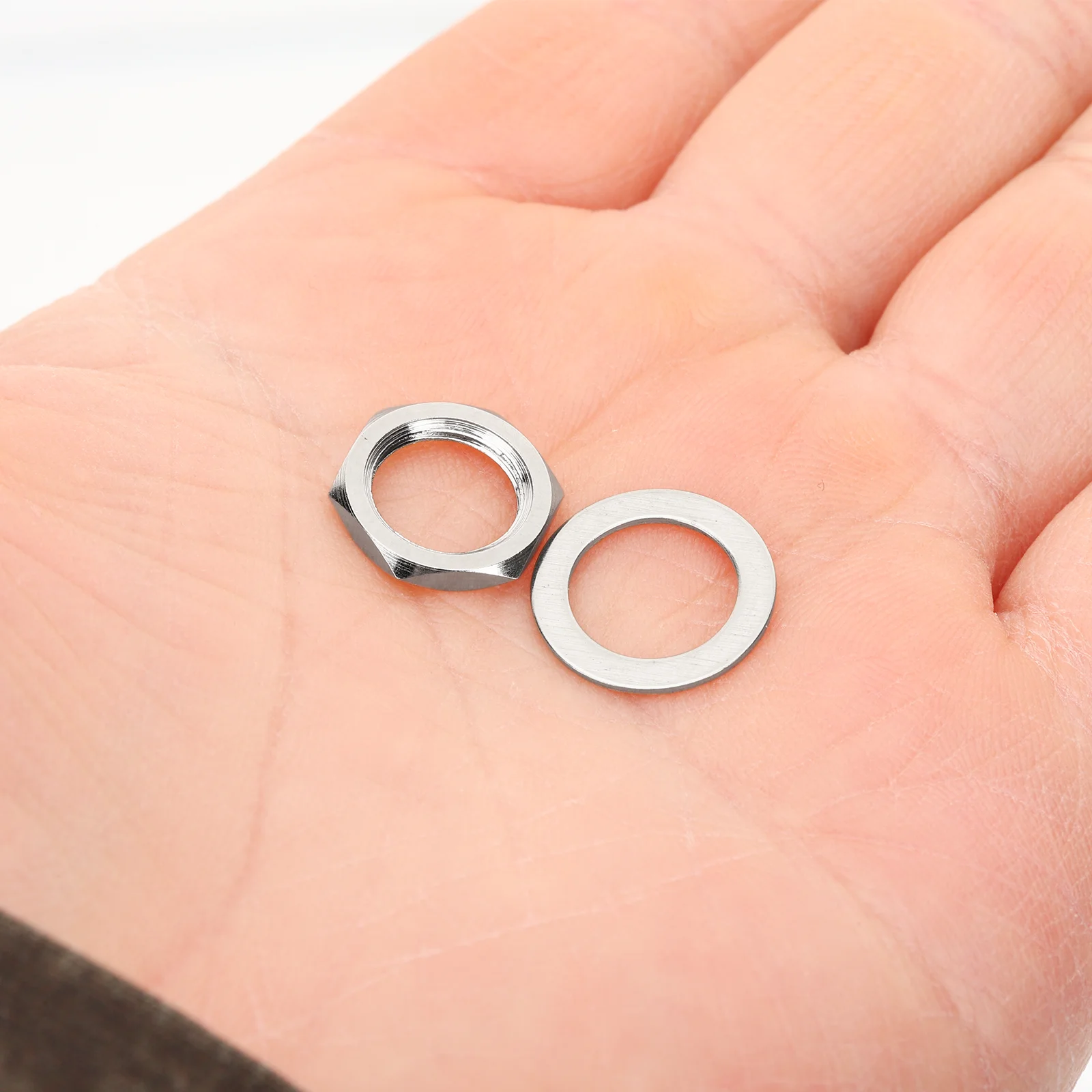

10 set 10 Sets 6.35mm Guitar Audio Socket Parts Silver Metric Nuts Washers Durable Replacement Accessories For Electric Guitars