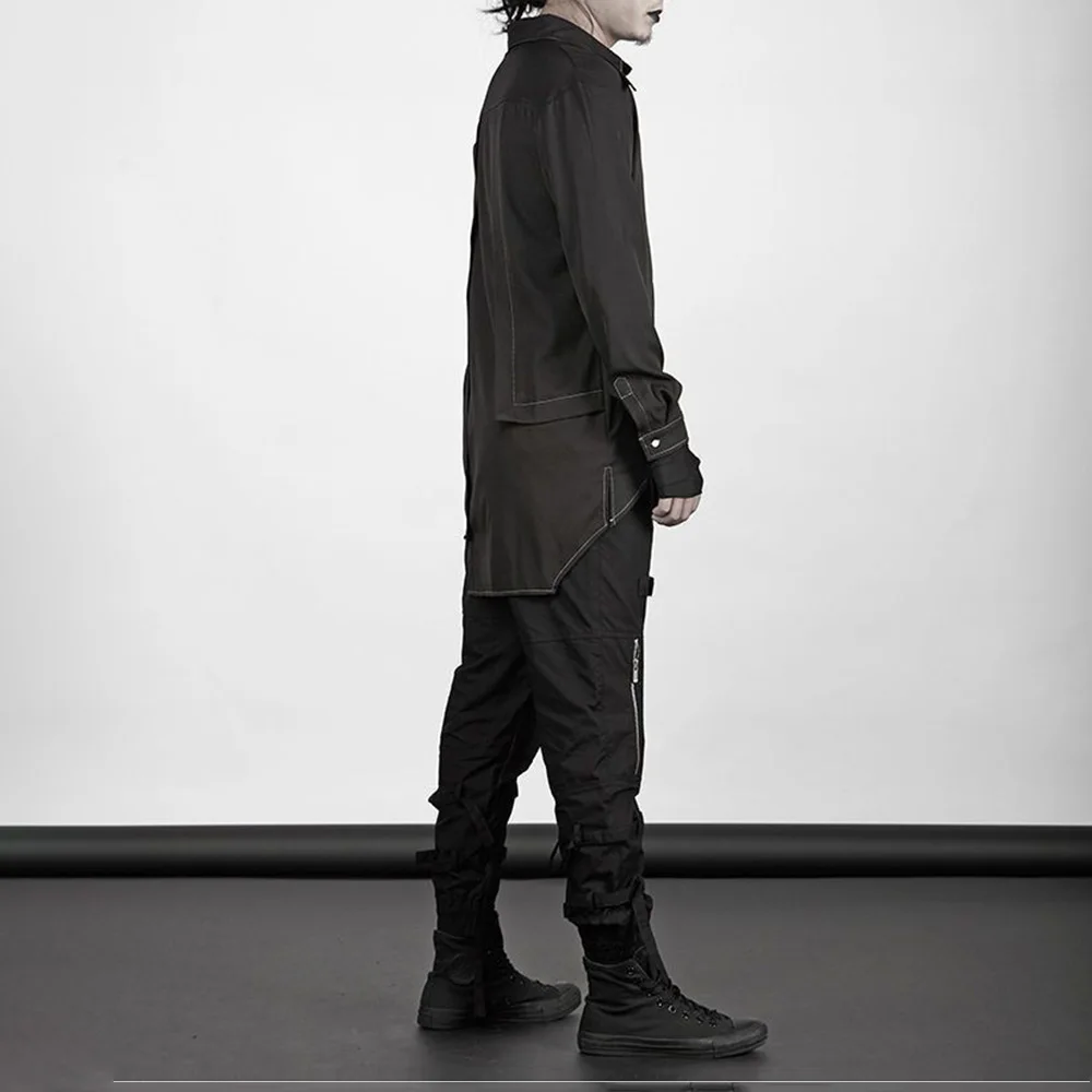 Herbst Neue Männer Asymmetrische Langarm-shirt Amerikanischen Retro Mode Trend Straße Hip-Hop Lose Beiläufige Nische männer tops 2025