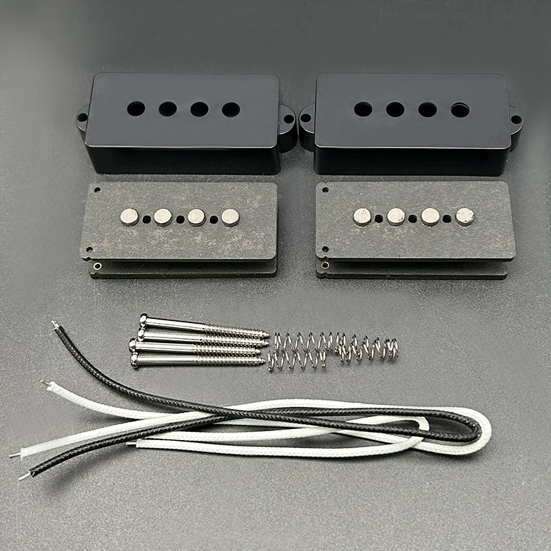 [Pickup DIY Kits] 1 Set Alnico 5 PB Bass Pickup Kits- Fiber Bobbin/Alnico V Pole Piece/Waxed Cloth Cable Pickup Kits for PB Bass