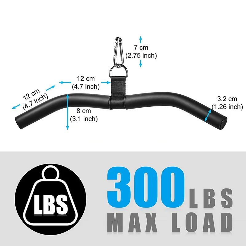 Gym LAT Pull Down Bar Pulley Cable Machine Attachments Tricep Press Down Accessories Home Gym Strength Exercise Accessories