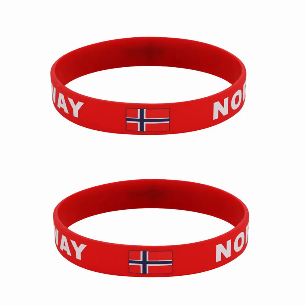 2pcs Norway Flag Silicone Bracelets Sports Game Wristbands National Wrist Strap for Men Women Rubber Band Fashion Accessories