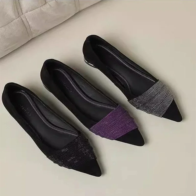 Chaussures simples polyvalentes pour femmes, nouvelle mode d'été, semelle souple, bout pointu, talon bas, bouche peu profonde