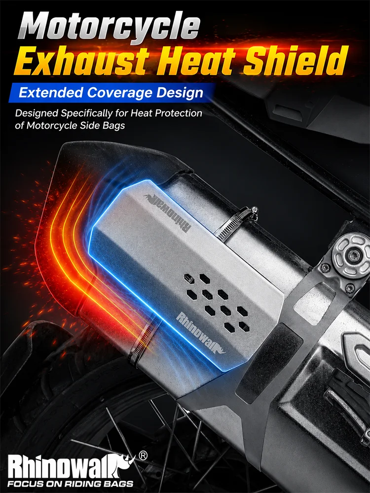 Rhinowalk Motorcycle Exhaust Heat Shield Aluminum Exhaust Pipe Protector Anti-Scald Cover for Side Bags Motorbike Accessories