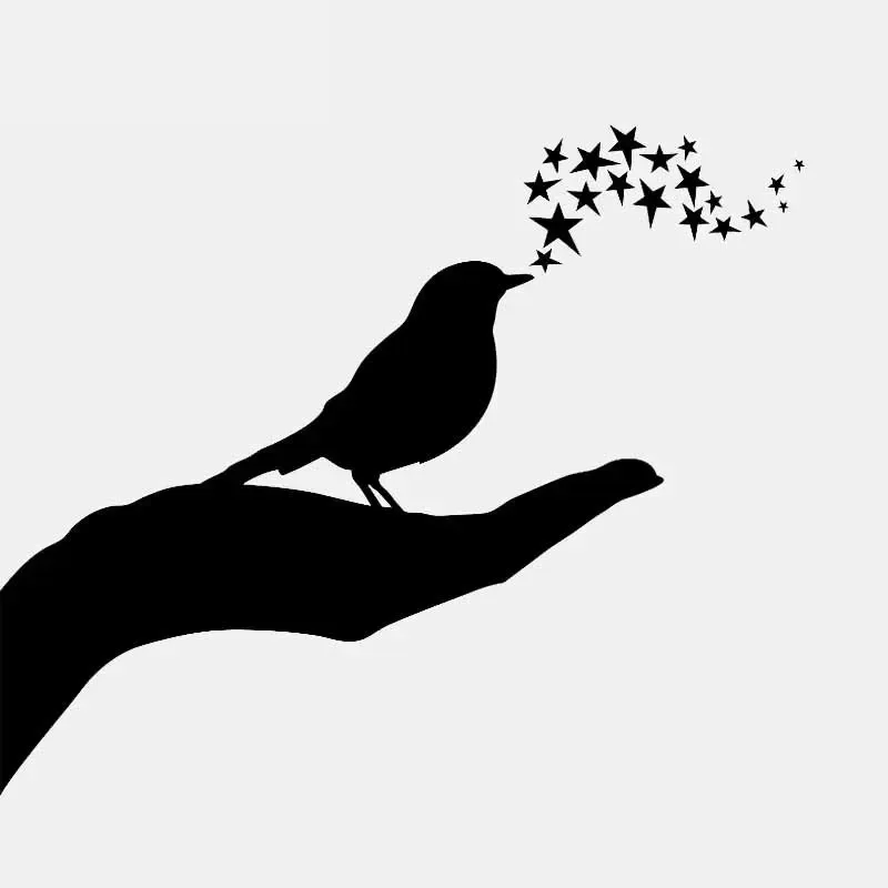 

Car Stickers Personality Interesting PVC Palm Singing Birds and Stars Car Decoration Decal Waterproof Black/white, 17cm*14cm