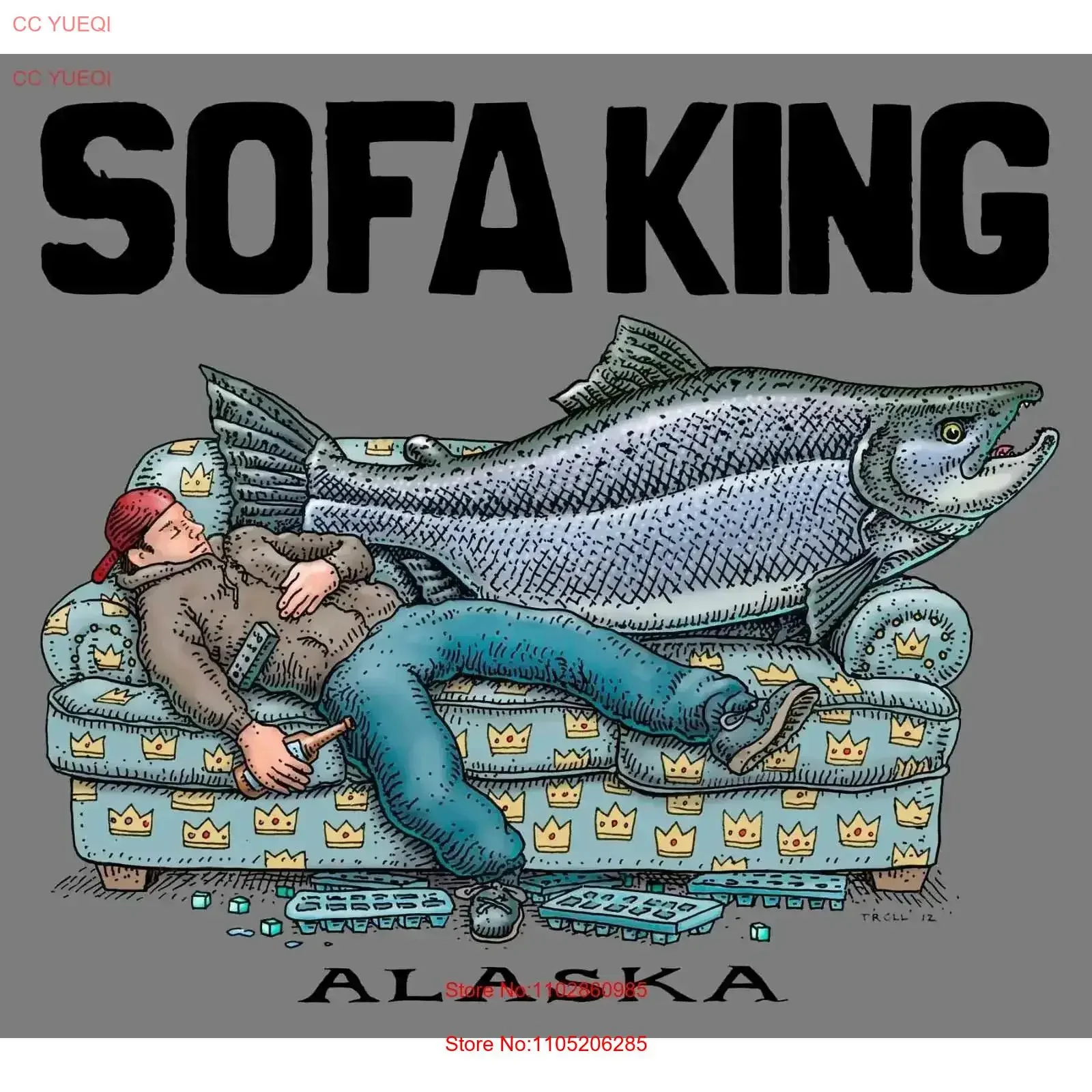 راي ترول أريكة الملك سمك السلمون pun جديد الكبار تي شيرت XL M S جميع القطن المحملة خمر غسلها عادية تنفس أنيق خمر #1