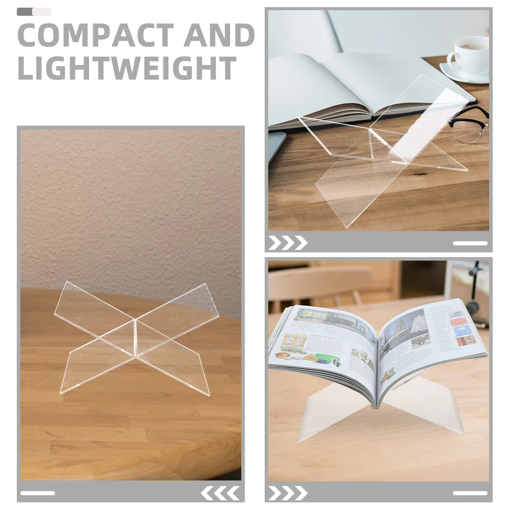 X-Shaped Acrylic Book Stand 4Mm Thick Desk Organizer For Reading Cookbook Bible Display Storage Rack Portable Document Holder