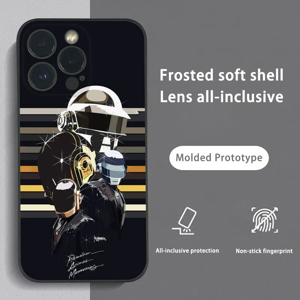 Cool DJ D-Daft P-Punk Phone Case For iPhone 16 15 14 13 Pro Max Plus Mini Frosted Soft Shell Funda