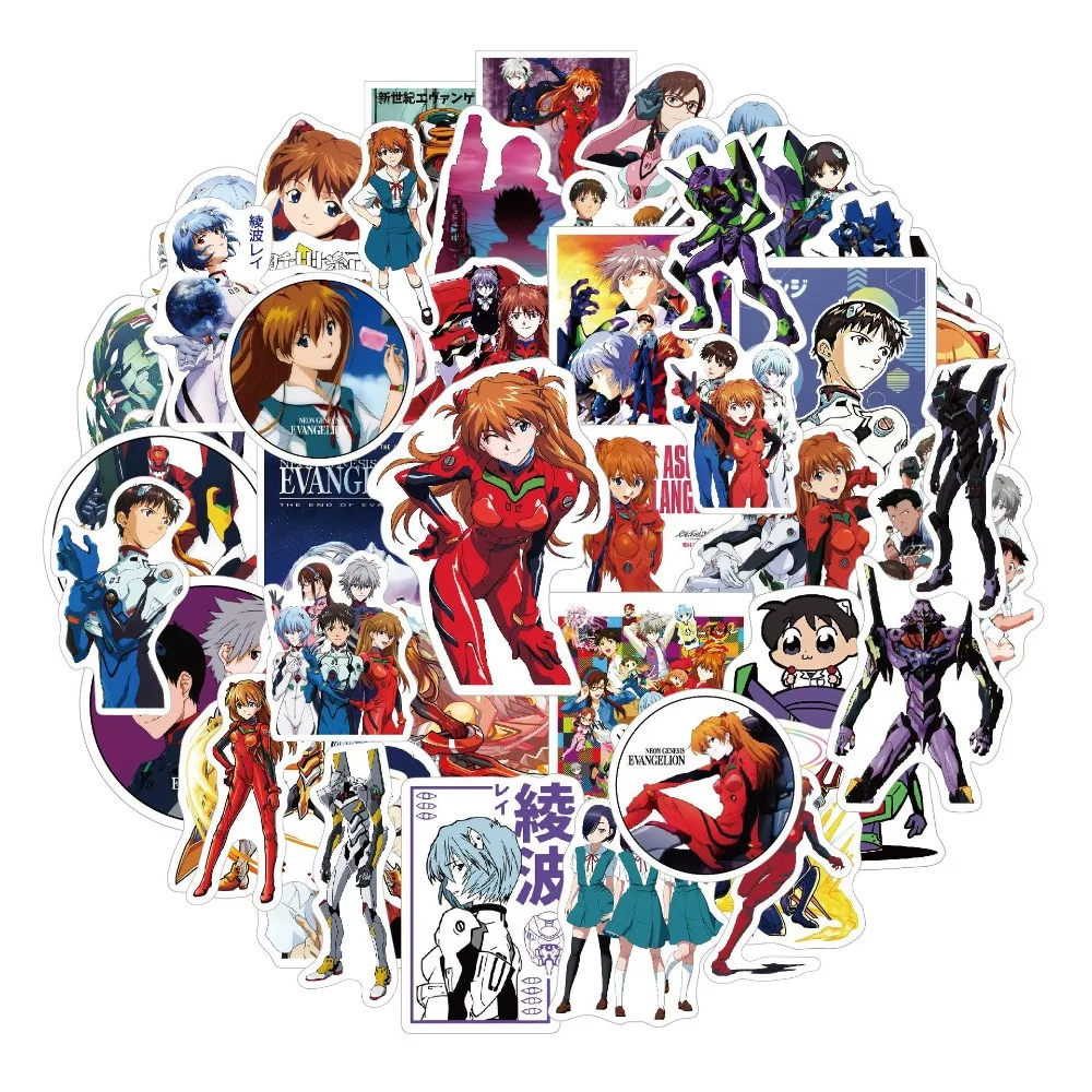 

50pcs Animation Neon Genesis Evangelion Graffiti Sticker EVA Cartoon Decals Suitcase Mobile Phone DIY Decorative Children's Toys