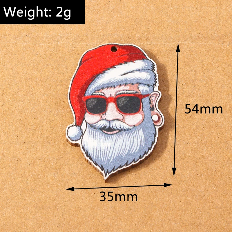 10 stücke Holz Weihnachten Charme für Schmuck machen Wasser tropfen Form Elch Santa Claus Anhänger DIY Halskette Ohrring Weihnachten Geschenk liefert – Detail 14