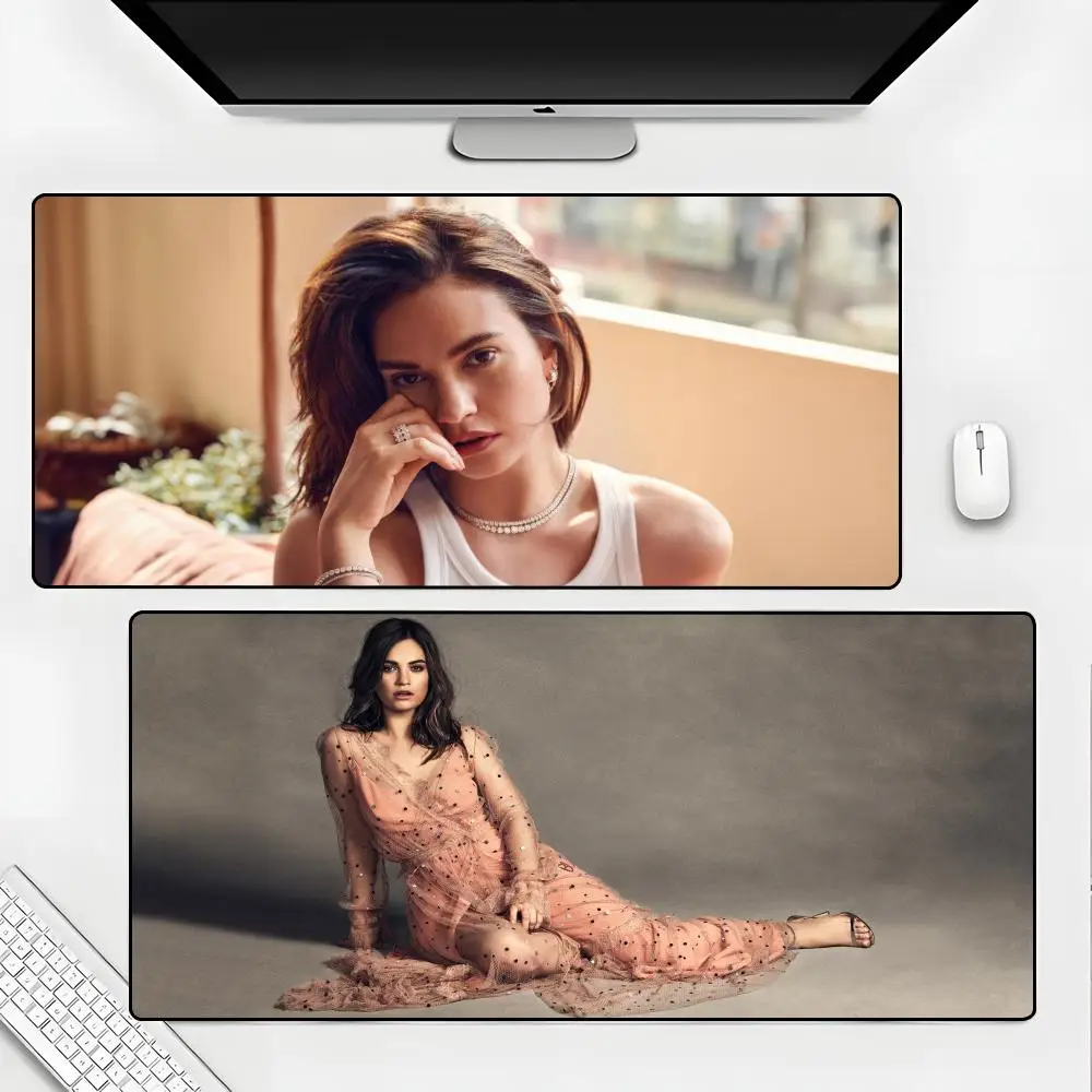 

Lily James Portrait Mouse Pad Rubber Mat Laptop Xxl Mousepad Notebook Gamer Computer Table Gaming Accessories