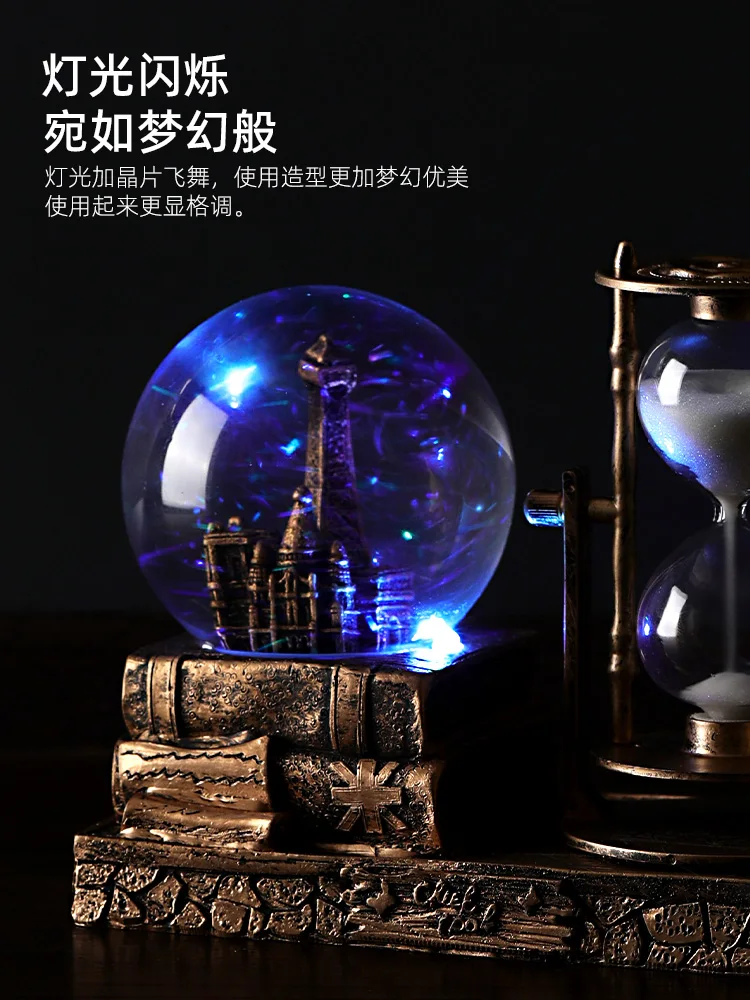 Retro Hourglass Timer Snowflake Crystal Ball Music Box Birthday Gift Girl Creative Literary and Artistic Fan Gift Practical