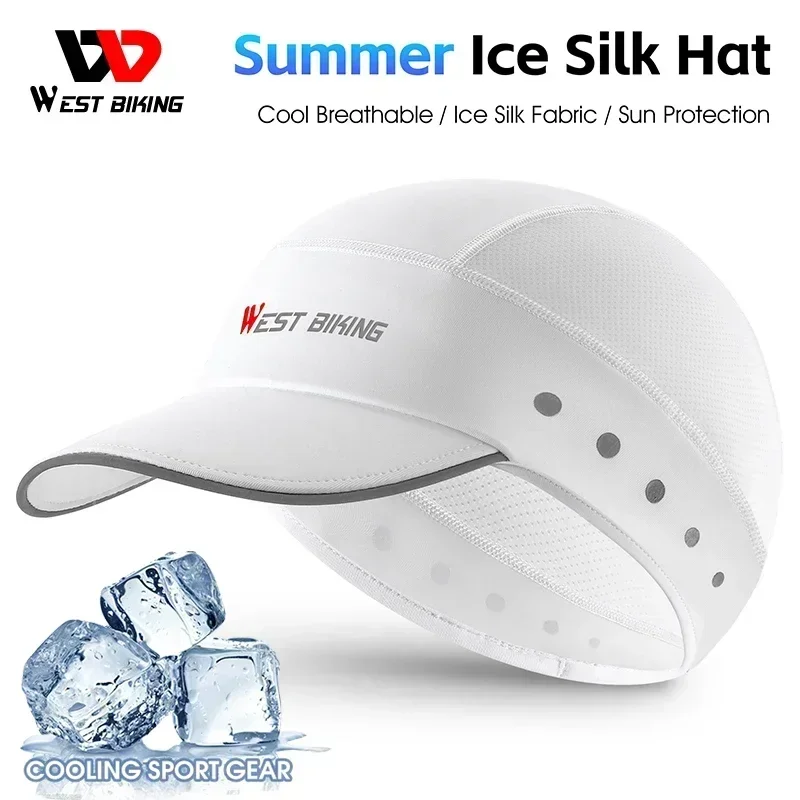 

WEST BIKING Summer Cycling Caps Sun Visor UV Protection Smiling Face Pattern Reflective Helmet Inner Hats Cooling Sport Gear