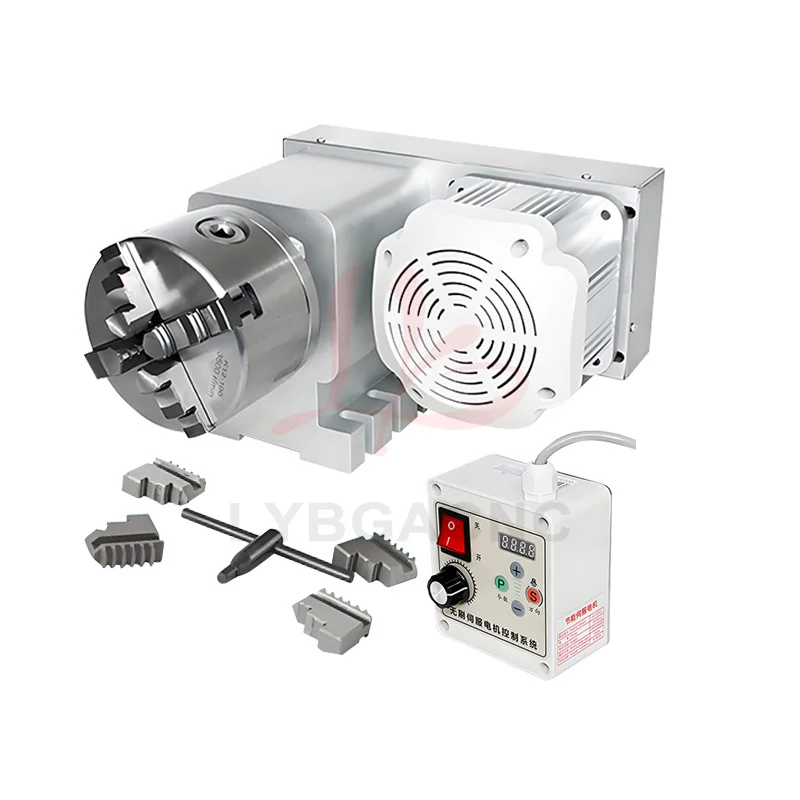 Adjustable Speed T5M-3-100AB CNC Rotary A-axis Indexing Head with 100mm Chuck 3 Jaws for CNC Milling Machine