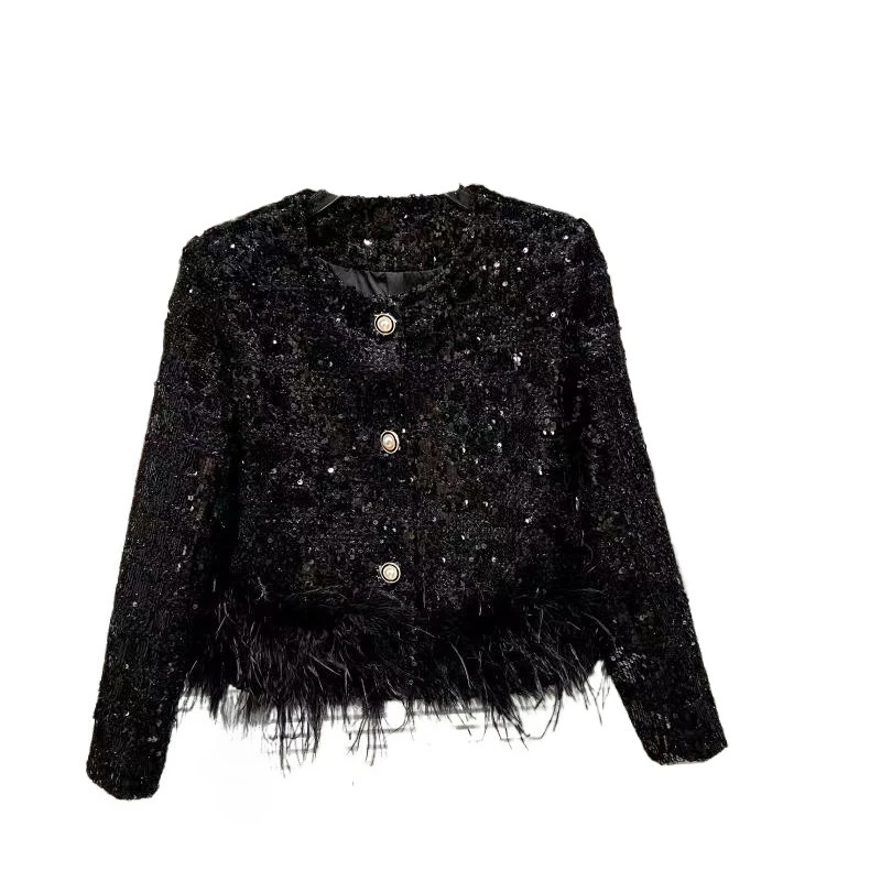 

2026 Весенняя женская куртка, пальто, новое блестящее короткое пальто с грубым цветочным принтом, топ