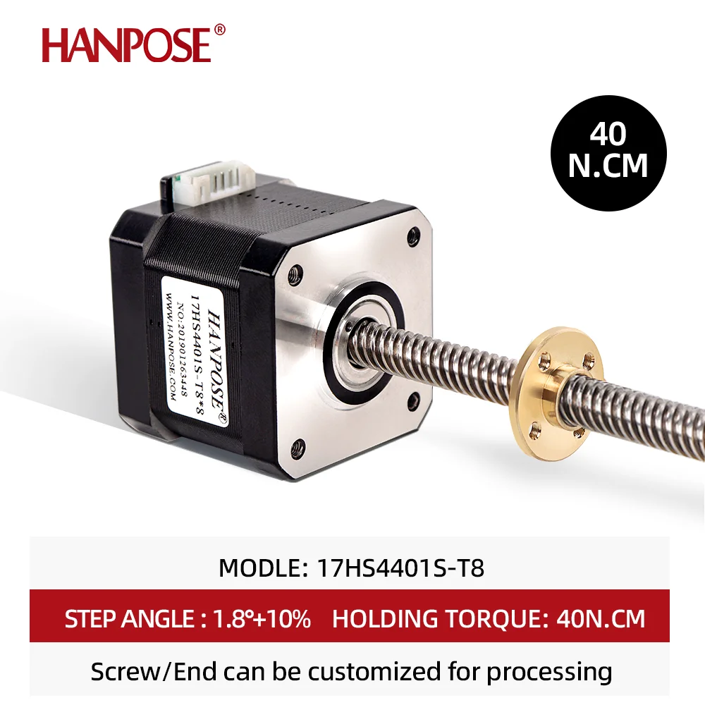 Nema17 17HS4401S-T8 stepper motor with T8 screw lead 2/4/8mm 300mm 42 motor 42BYGH 3D Printer motor with screw for 3d printer.