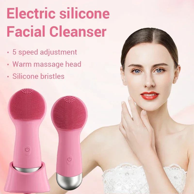6 Gear Electric Ultrasonic Skin Sonic Scrubber Facial Brush Cleaner Spinning High Frequency Vibration Face Silicon Recharagable