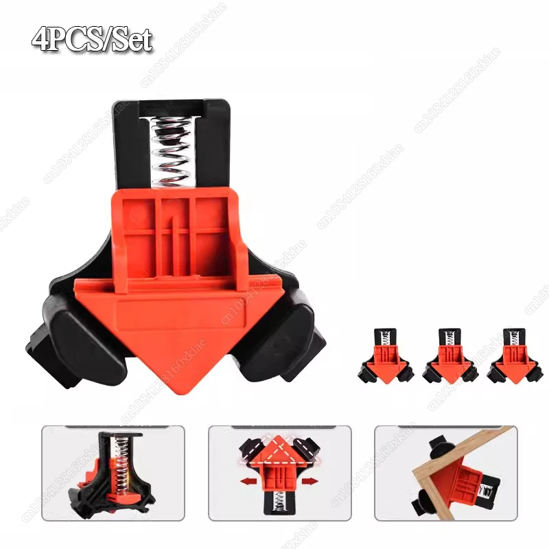 4PCS 90° Woodworking Angle Clamps, Right Angle Clamp Holder Adjustable Hand Tools for Woodworking Project Picture Frames