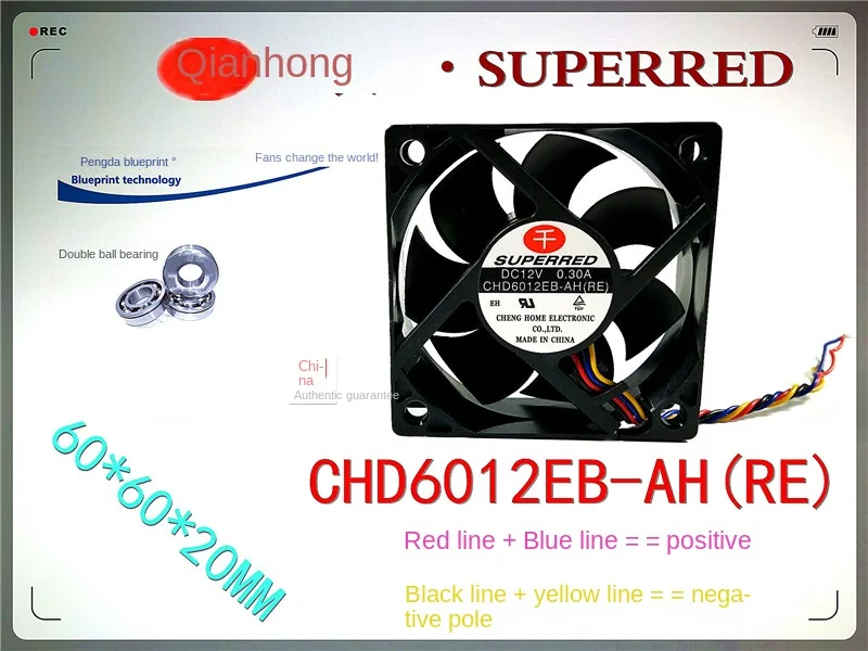 60*60*20MM New Superred Superred Chd6012eb-Ah 6020 6cm 12V Double Ball Bearing Cooling Fan