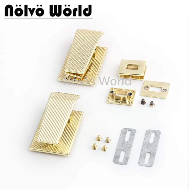 

5-10-30pieces 46x30mm Light gold Metal Lock Bag Case Buckle Clasp For Handbags Flap Closure Bags Press lock