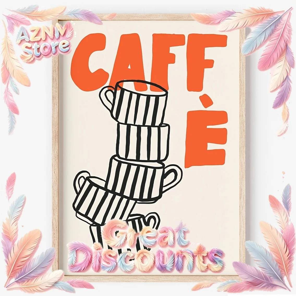 2026Retro Italian Caffe Canvas Print Kitchen Wall Art, Unframed Espresso Poster 