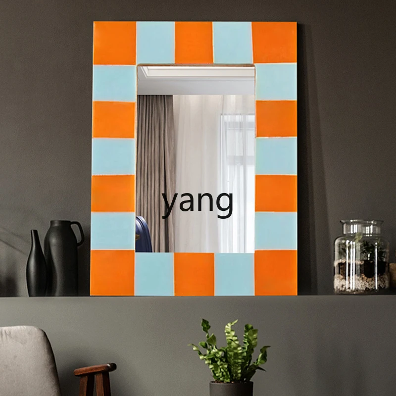 LXL Light Luxury Makeup Mirror Wall Hanging Different Square Restaurant Decorative Mirror