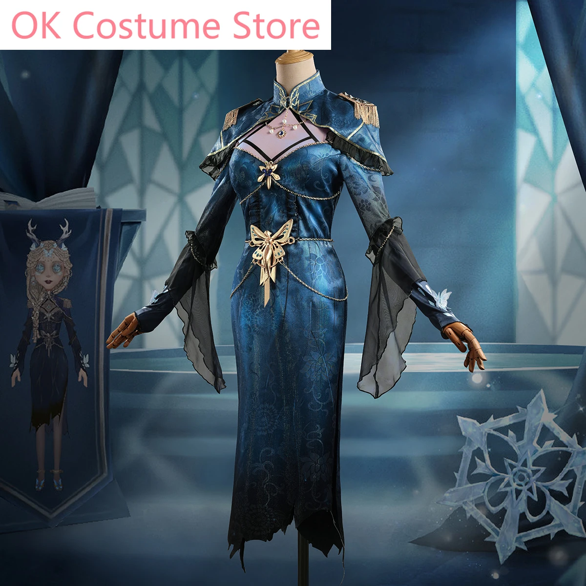 Anime! Identity V Fiona Gilman Ice Butterfly QiZhen Fashion Game Suit Gothic Dress Uniform Cosplay Costume Halloween