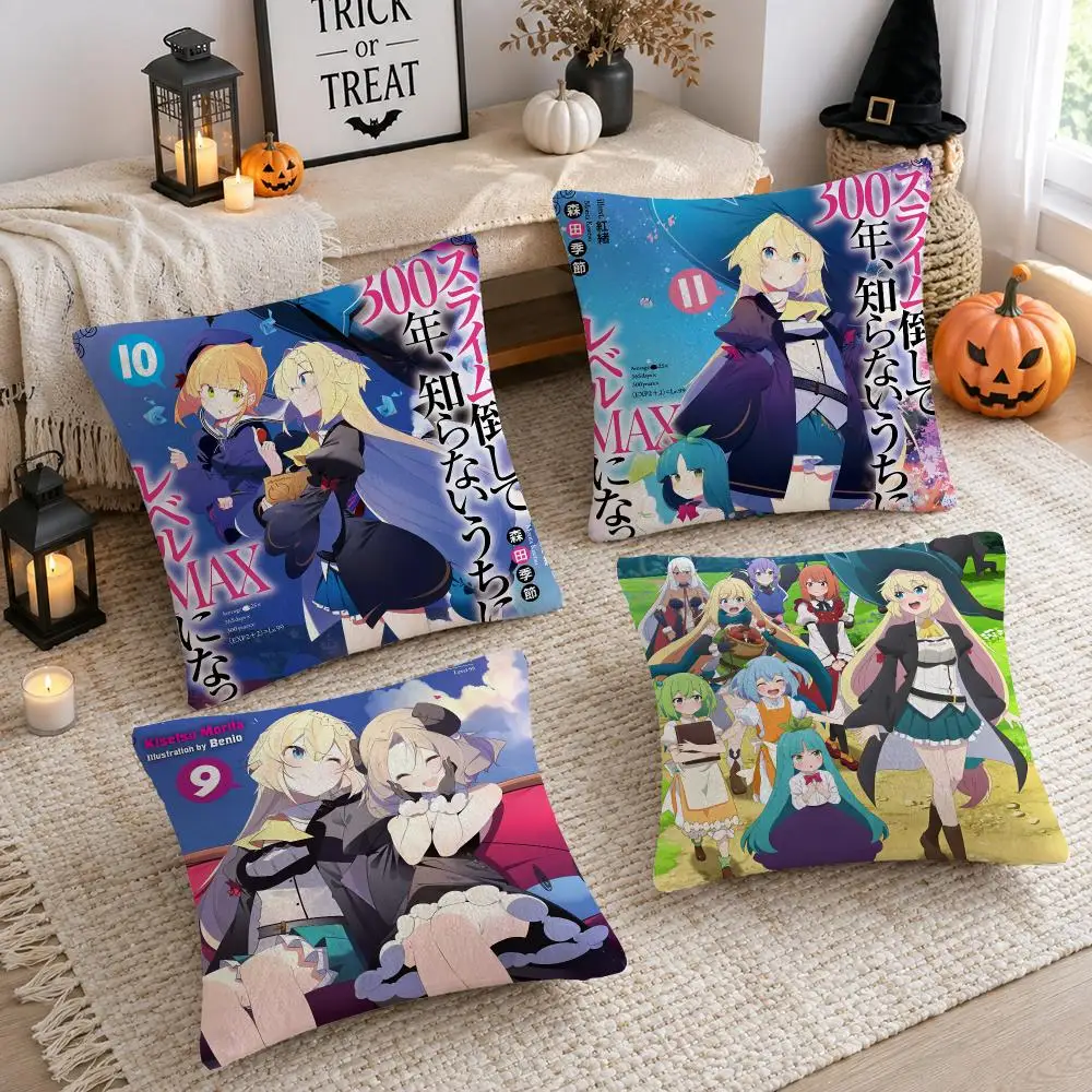 Anime I-I've Been Killing Slimes Cushion Cover Soft Plush Cushion Case Throw Pillowcase Cozy Home Sofa Bed Living Room Decor
