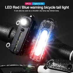 LED Red Blue Shoulder Police Light with Clip USB Charging Flashing Warning Safety Flashlight Torch Bike Warn LANTERN Light