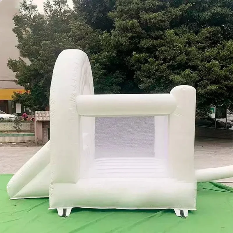 Château Gonflable Arc-en-Ciel pour Enfant, Château Gonflable Commercial avec Souffleur, Spacewalk Blanc, Maison de Rebond pour Mariage et Anniversaire