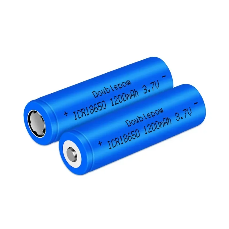 Doublepow Li Ion Battery 18650 3.7V Rechargeable Lithium Batteries 1200mAh Flat/Pointed Head for Small Fan Flashlight Amplifier