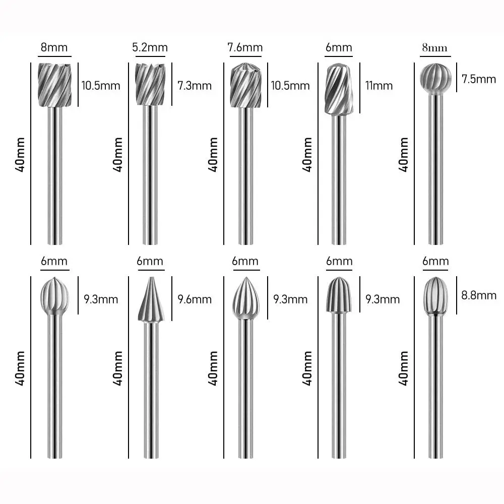 6/10/20Pcs HSS Routing Router Drill Bits Kits  Burr Rotary Tools Carving Carved Knife Engraving Wood Working Used Cutter Tool