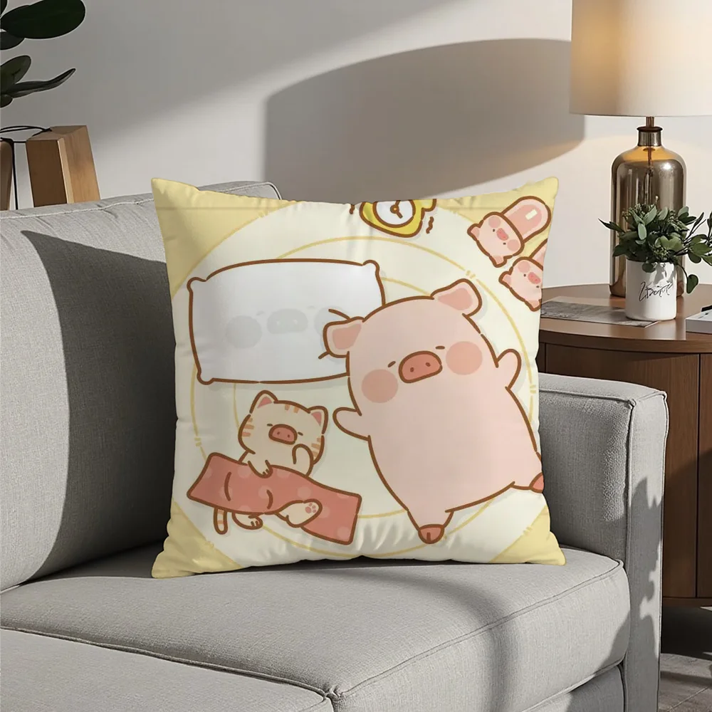 Cute Cartoon lulu pig Pillow Case Plush Fabric Soft  Pillowcase Double Sided Print Cushion Cover Household Gifts