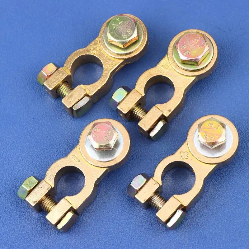 【MO】2Pcs M8 M10 Car Battery Terminal Wire Clamps Brass Positive Negative Top Post Connectors Battery Terminal Clips