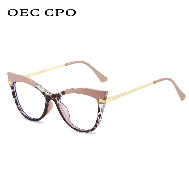 

OEC CPO Fashion Cat Eye Glasses Frame Women Brand Designer Transparent Eyewear Vintage Female Optical Eyeglasses Frames