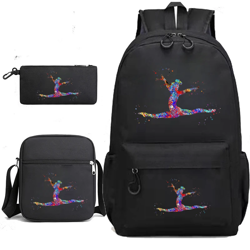 Aquarel Gymnastiek Meisjes Print Schooltassen Voor Tienermeisjes Bagpack Reis Knapzak Schoolrugzak Voor Studenten