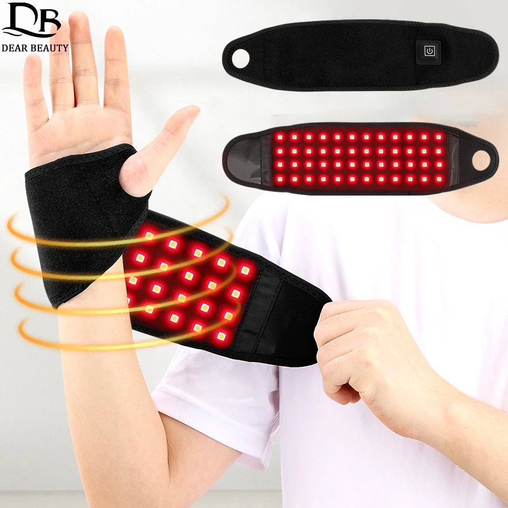 

Терапия красным светом, защита для запястья, 48 шт., 660 нм, 850 нм, светодиодная инфракрасная грелка, массажер для запястья, повязка с подогревом для теносиновита
